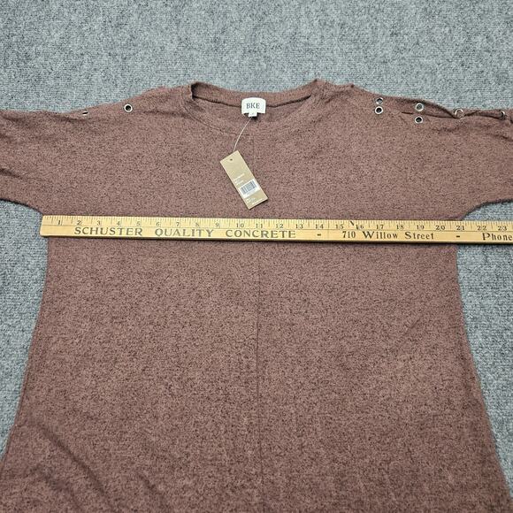 BKE Women Lace Up Top Small Brown Long Sleeve Cold Shoulder 7386S395B - Picture 8 of 10